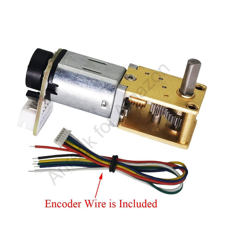 2Pcs DC 12V 16RPM Φ3x8mm Single Shaft N20 Worm Gear Motor with Encoder, 3-12V 4-381RPM Best for Automation and Robotics (12-16) 12V 16 RPM 2