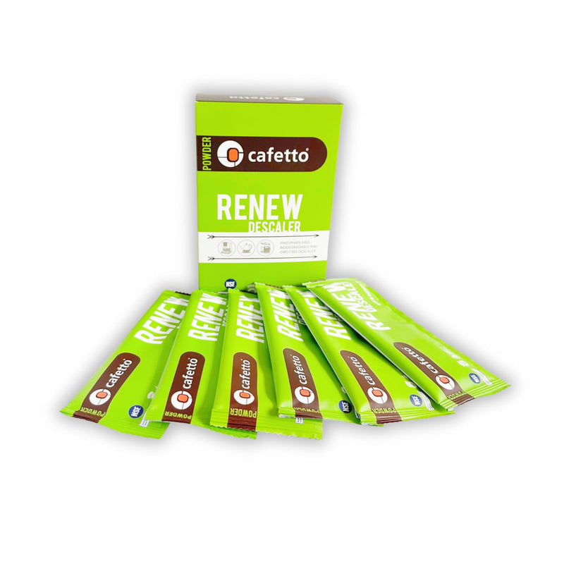 verybarista Renew Descaler (6 x 25g sachets). Designed for espresso machines, boilers and coffee brewers. Safe to use on aluminium, brass and stainless steel