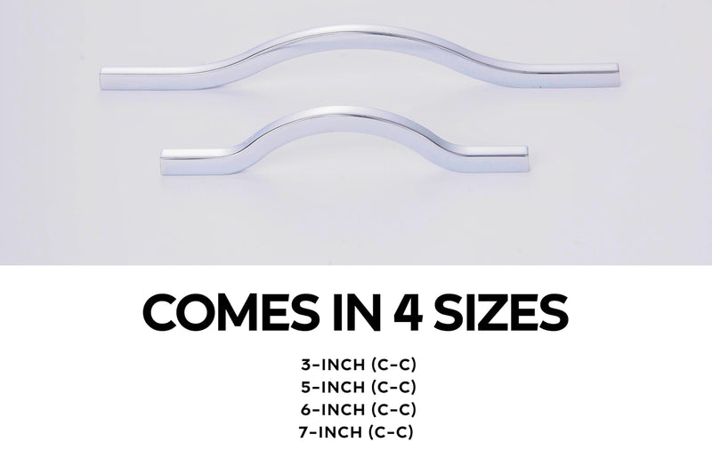 CAYBO Chrome Cabinet Handles with Double Hole Centers 6.2" to 7.5" – Modern Drawer Pulls for Kitchen Cabinets, Heavy Duty Zinc Alloy Hardware for Cupboards & Dressers (Pack of 10) 10 Pack 6-7.5"/160-192mm