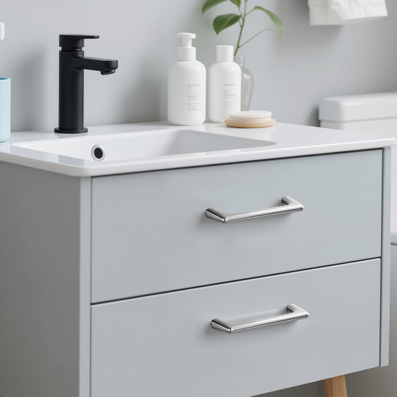15 Pack 3.75 Inch(96mm) Hole Center Modern Brushed Satin Nickel Cabinet Pull Handle Timeless Vanity Drawer Pull Handle Classic Cabinet Hardware for Kitchen Bathroom, Screws Included, Nickel-B(3.75x15) 3.75 Inch Hole Center 15