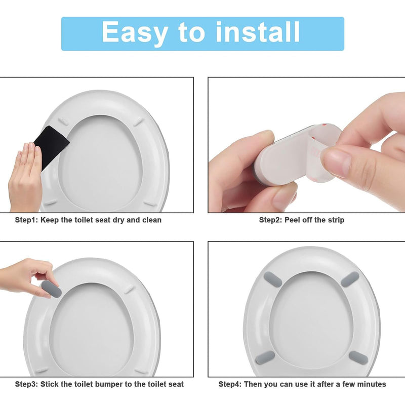 Boao 18 Pcs Universal Toilet Seat Bumpers Kit Toilet Bumpers with Strong Adhesive Rubber Bumpers Pads Replacement for Families, Hotels, Hospitals Toilet Seats