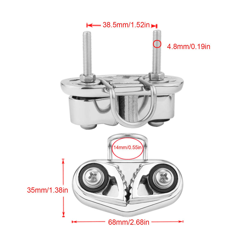 Boat Cam Cleat with Wire Ring Sailboat Pilates Equipment 316 Stainless Steel Mirror Polished For Wire Sizes Up To 10mm/0.39in Boat Pilates Equipment
