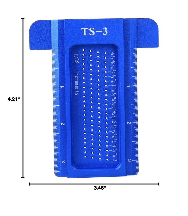 Precision Marking T-Rule, Aluminum Alloy Hole Positioning Scribing Gauge Woodworking Measuring Tool(Blue)