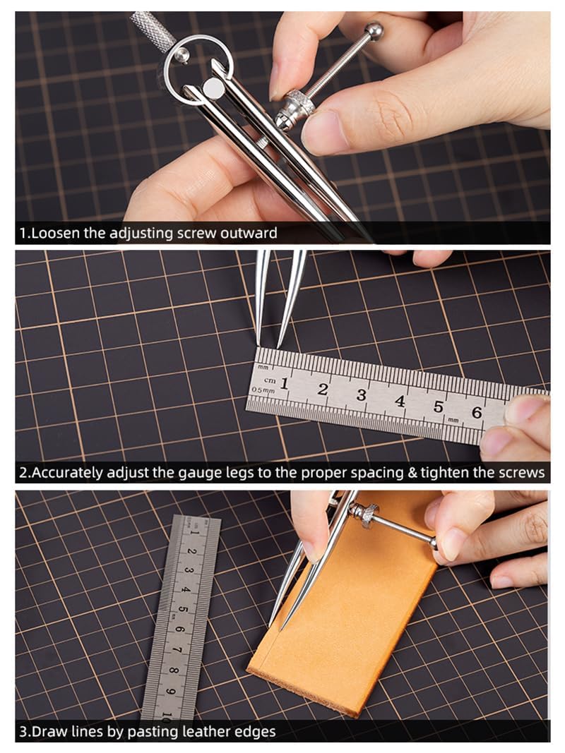 WUTA Spring Wing Divider 304 Stainless Steel Precision Scriber Caliper Tool Metal Dividers Adjustable Spacing Compass High Polished Round Leg for Drawing Circles, Leather Craft, Jewelry Design (Small) wt-wing