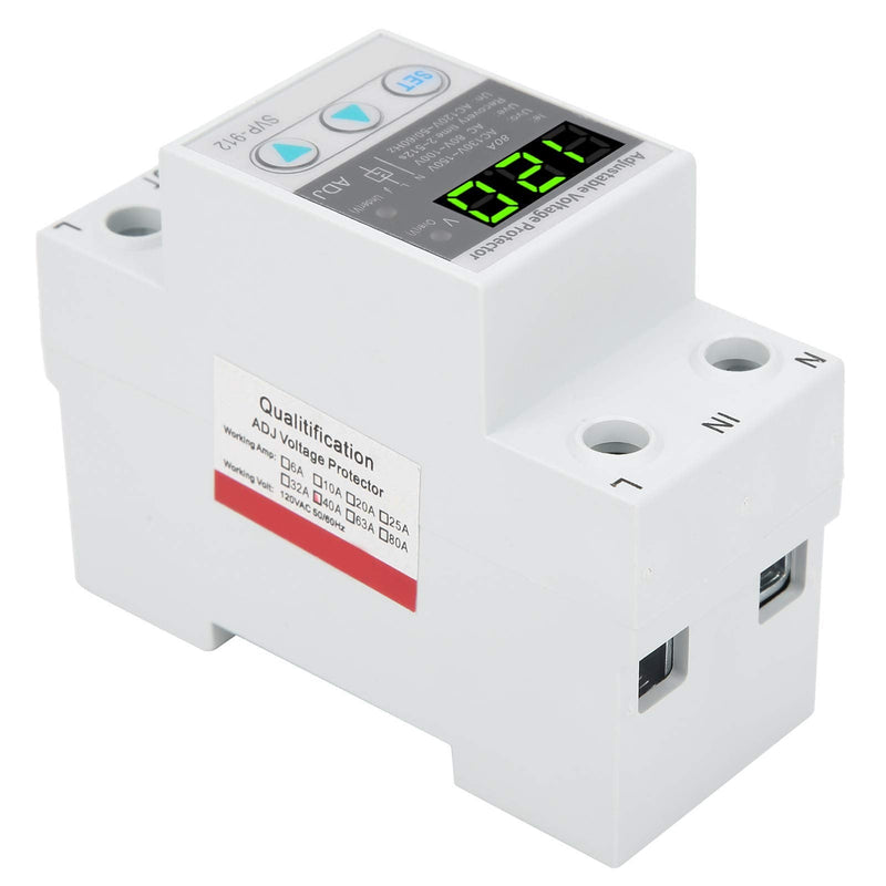 LiebeWH Voltage Protector Relay 120VAC Adjustable Self Recovery Digital Under Voltage Relay with Automatic Reset for Home Office Appliances(80A) 80A