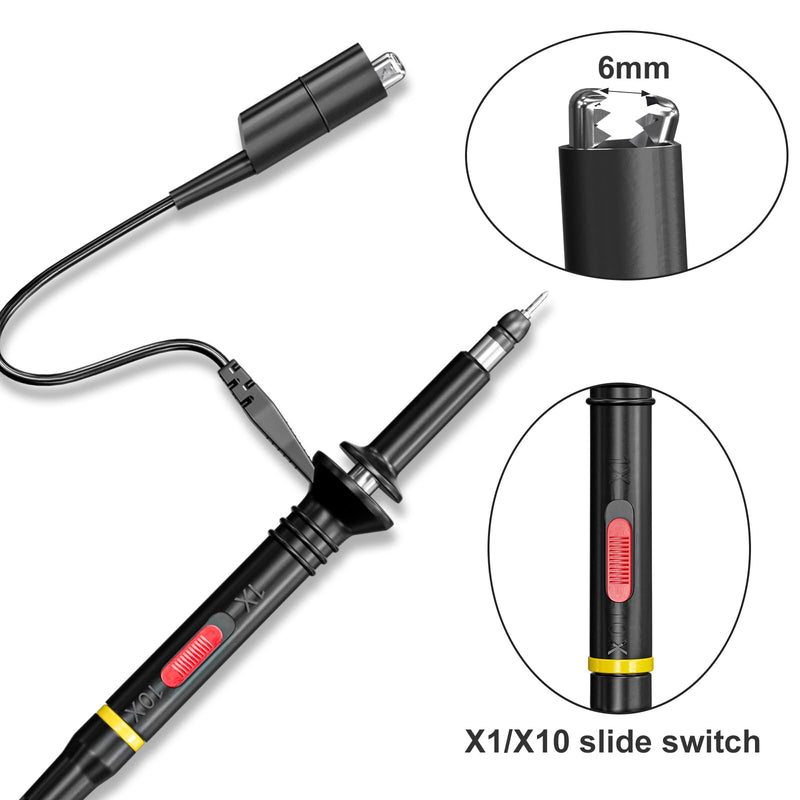 Goupchn Oscilloscope Probes Kit 200Mhz with Accessories Test Leads Kit BNC to Test Hook Cable 4mm Banana Plug to Test Hook Clip Leads X1/10 200MHz with Test Leads