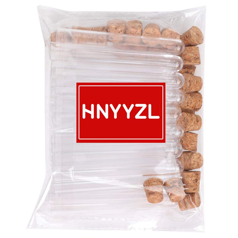 HNYYZL 25Pcs Clear Plastic Test Tubes with Cork Stoppers, 15x100mm 10ml, Good Seal for Jewelry Seed Beads Powder Spice Liquid Storage, Lab Use or Decoration 25