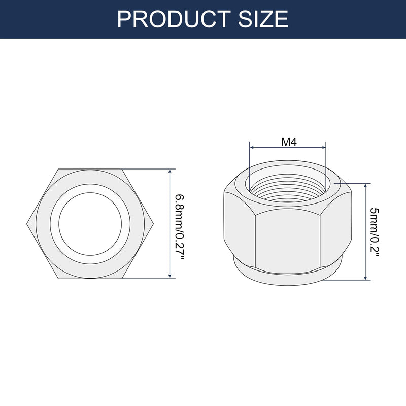 uxcell 20Pcs M4 x 0.7 Nylon Insert Hex Lock Nuts, 304 Stainless Steel Self-Locking Nylon Insert Stop Nut for Industrial Construction Fasteners, Black&Blue M4x0.7 20