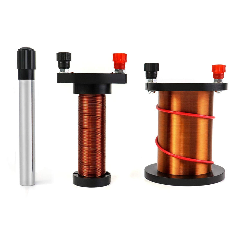 QWORK Demonstration Induction Coil with Primary Coil, Secondary Coil and Cylindrical Magnet for Physics Teaching 1 Pack