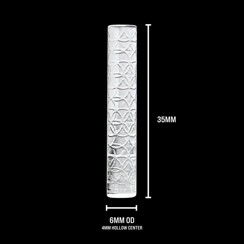 Seed of Life Etched Quartz Pillar (Single) | 6x35mm with 4mm Hollow Center and Flat Ends | 100% Quartz | Perfect for Arts & Crafts 6x35x4mm Hollow