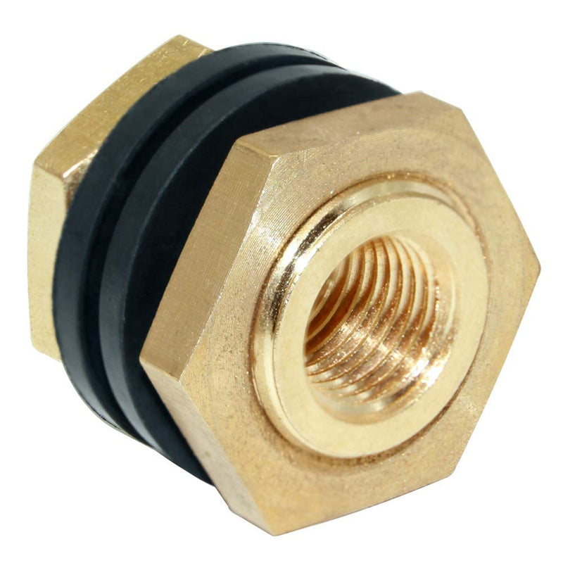 Joywayus 1/4" NPT Female 1/2" Male Brass Bulkhead Fitting Bulk Head Bulkhead Tank Fitting Coupler(Pack of 2) 1/4"NPT x 1/2" - 2PCS