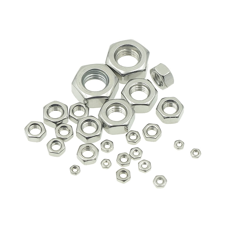 M2 M2.5 M3 M4 M5 M6 M8 M10 Stainless Steel Hex Nuts Assortment Kit for Screws and Bolts M2M2.5M3M4M5M6M8M10