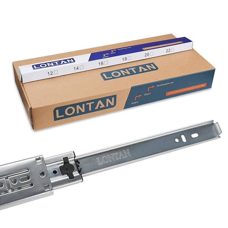 LONTAN 1 Pair 22 Inch Side/Rear Mount Soft Close Drawer Slides Full Extension 3 FOLD Drawer Glides - 4502S3-22 Drawer Slides Bottom Mount Heavy Duty 100 LB Drawer Runners with Rear Mounting Brackets soft close-22inch 1 Pair+ Brackets