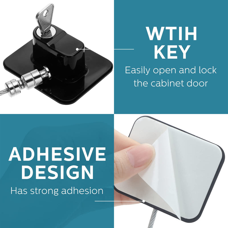 12 Pack Refrigerator Lock with 12 Keys Fridge Locks Combination Adhesive Child Safety Cabinet Freezer Door Lock Adult File Drawer Kitchen Appliance Furniture Closet(Black) Black