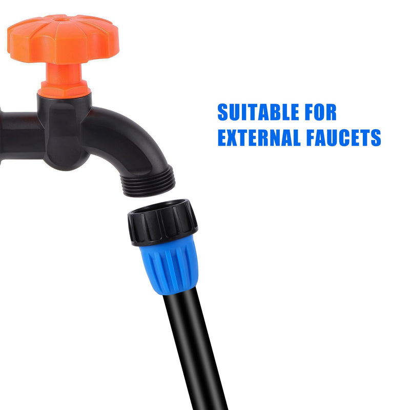 24 PCS Drip Irrigation Fittings Kit Blue Lock Barbed Connectors For 1/2 Inch 16MM Tubing (OD 0.620 in.ID is 0.520. in), 5 Tees,5 Straight,2 Switch Valves,5 End Cap,5 Elbows,2 Adapter 1/2 inch Fittings Kit
