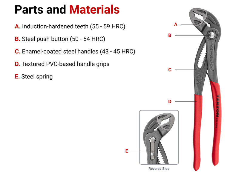 TEKTON 10 Inch Angle Nose Push Button Adjustable Pliers | PGA36310