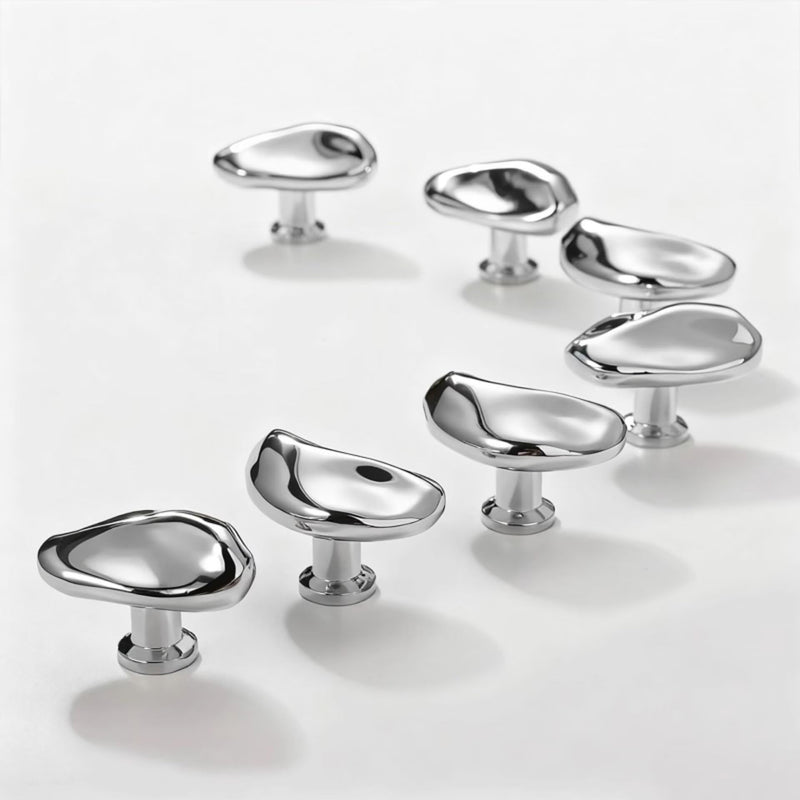 Solid Polished Chrome Cabinet Knobs Silver Drawer Pull Zinc Hardware Handle | Modern Cupboard Knob for Kitchen Dresser Bathroom Furniture Unique Home Decor Housewarming Gift Pack of 6 6 Pack