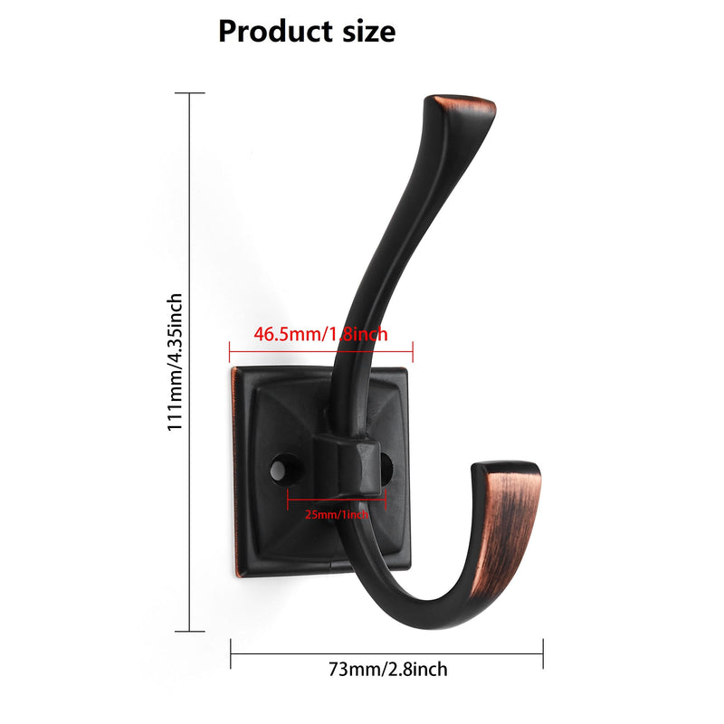 5 Pack Decorative Heavy Duty Towel Hooks for Hanging Robe Double Oil Rubbed Bronze Coat Hooks Wall Mounted with Screws for Key, Towel, Bags, Cup, Hat 5