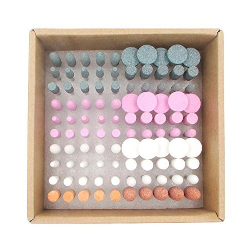 𝐉𝐔𝐍𝐋𝐈𝐗𝐍 100 Pcs Rotary Grinding Stones - 3/32" Shank Abrasive Stone Mounted Grinding Bits Assorted Sharpening Kits for Rotary Tools Includes Dremel