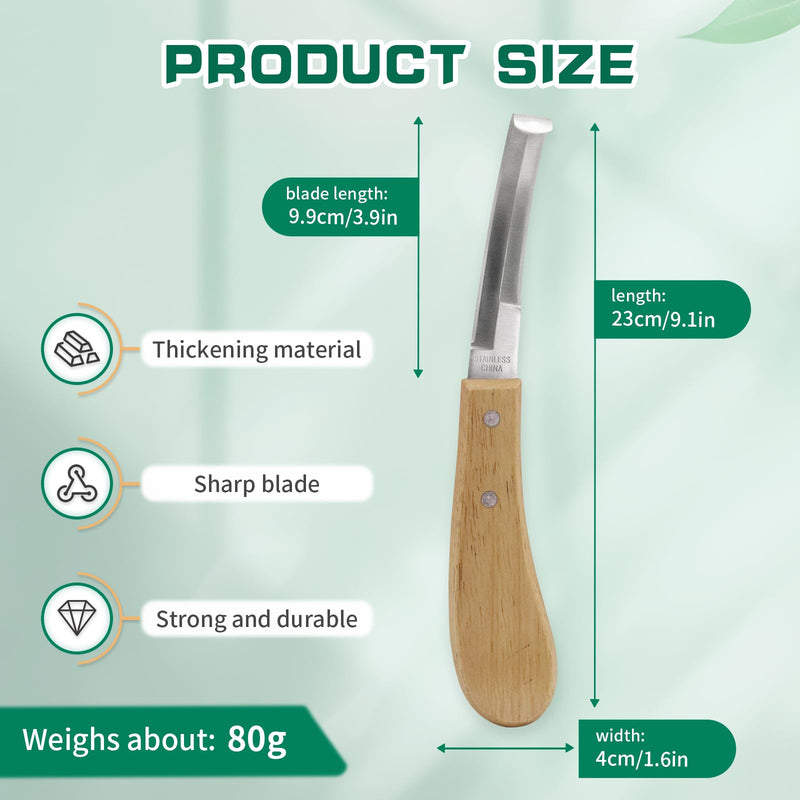 2PCS Stainless Steel Double Edged Hoof Knive with Wooden Handle, Stainless Steel Blade Suitable Hoof Knife for Horses The Toes of Horses, Cows, and Sheep, Repair Knives for Hoof Maintenance - PawsPlanet Australia