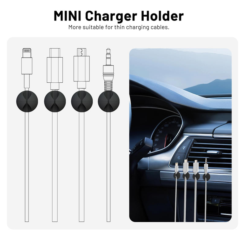 18 Pack Mini Cable Clips, Znben Cord Organizer Holder Adhesive Cord Management Charger Wire Holder Clips for Desk, Home, Office, Car, Cubicle, Nightstand Black