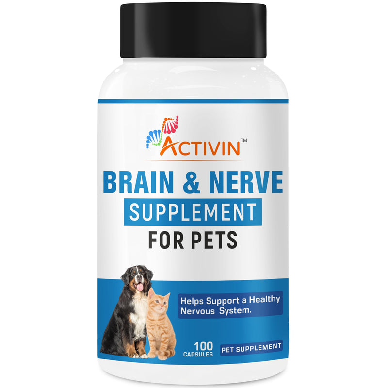Brain & Nerve Health Supplement for Dogs & Cats | Supports Nervous System & Cognitive Function | with Vitamin B6, Vitamin B12, Alpha Lipoic Acid & Acetyl L-Carnitine | 100 Capsules