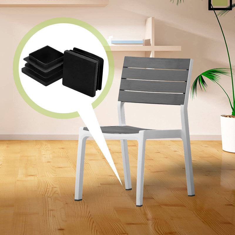 4 Pcs 1-1/4" Square Plastic Plug, Black Square Plastic End Cap Furniture Finishing Plug for Pipe Post, Chairs and Furniture 4pcs Black 1-1/4 x 1-1/4 Inch