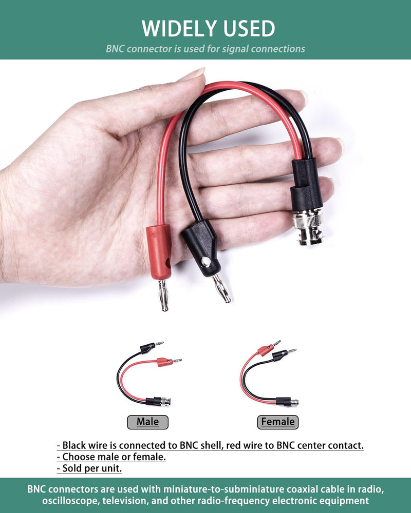 BNC Test Leads, BNC to Multi-Stacking Banana Plugs, Test Lead Breakout Cable for Multimeter, 5A Current Rating, 1 Pack Male Plug