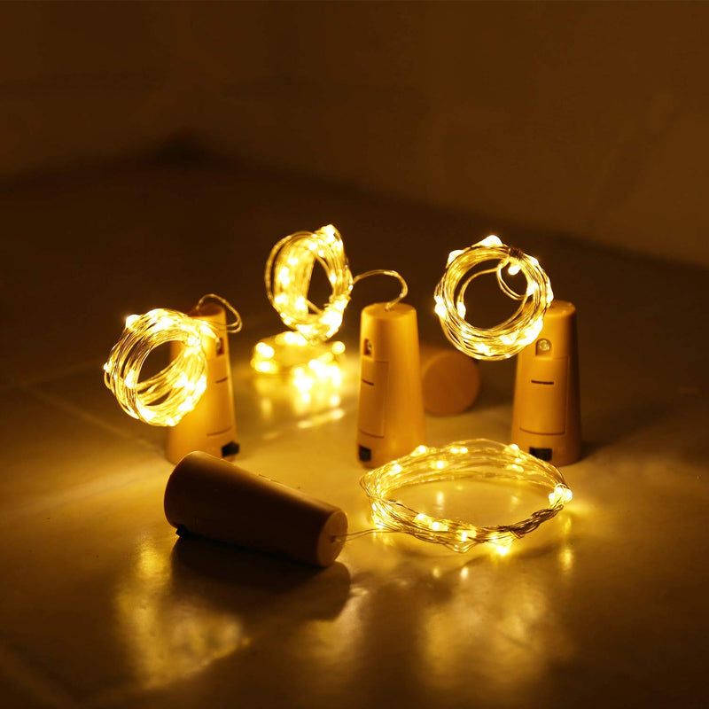Aluan Wine Bottle Lights with Cork, 12 LED 10 Pack Fairy / String Lights Waterproof Battery Operated for Jar Party Wedding Christmas Festival Bar Decoration, Warm White 12LED - NewNest Australia