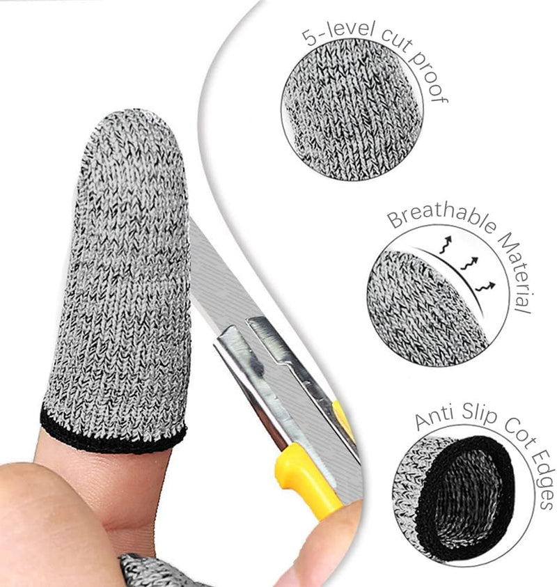 Finger Cots Cut Resistant Protector (24 Pcs) - 6.5cm Only - Finger Covers for Cuts, Gloves Life Extender, Cut Resistant Finger Protectors for Kitchen, Work, Sculpture, Anti-Slip, Reusable Gray 24PK
