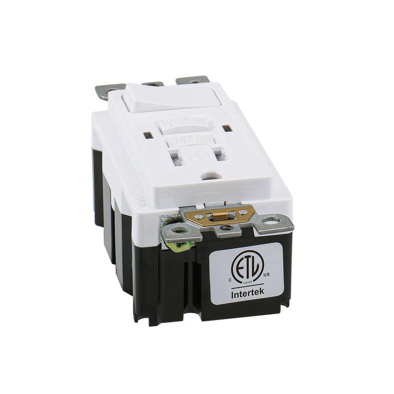 GFCI Outlet,Tamper Resistant GFCI Receptacle with Combination Switch,ETL Listed,Back &Side Wire,White (TR15Amp) TR15Amp