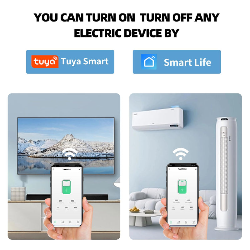 WiFi Smart Circuit Breaker Power Metering Energy Meter KWh 1P 230V 63A Voltmeter Ammeter DIN Rail Smart Life Wireless Remote Control Switch Timer Voice Control (50A)