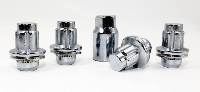 Set of 4 14x1.5 Veritek OEM Mag Washer Style Factory Replacement Chrome Lug Nut Wheel Locks w/Key for Toyota Sequoia Landcruiser Tundra Lexus LX VPE-45800N