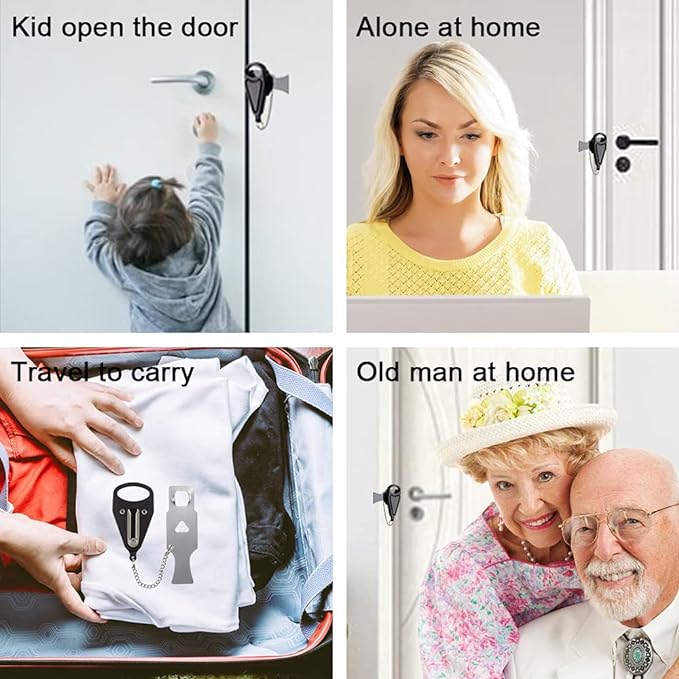 Portable door lock, travel lock, AirBNB lock, school lockdown lock also security home apartment living hotel motel. Security locks are used for travel, family and hotel security (Black 1)… - NewNest Australia