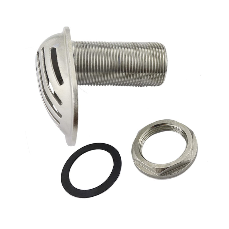 NRC&XRC Marine Grade Stainless Steel 316 Boat Intake Strainer Threaded Thru-Hull Inlet Filter Scoop with Rubber Washer Gaskets I.D. 1.25IN