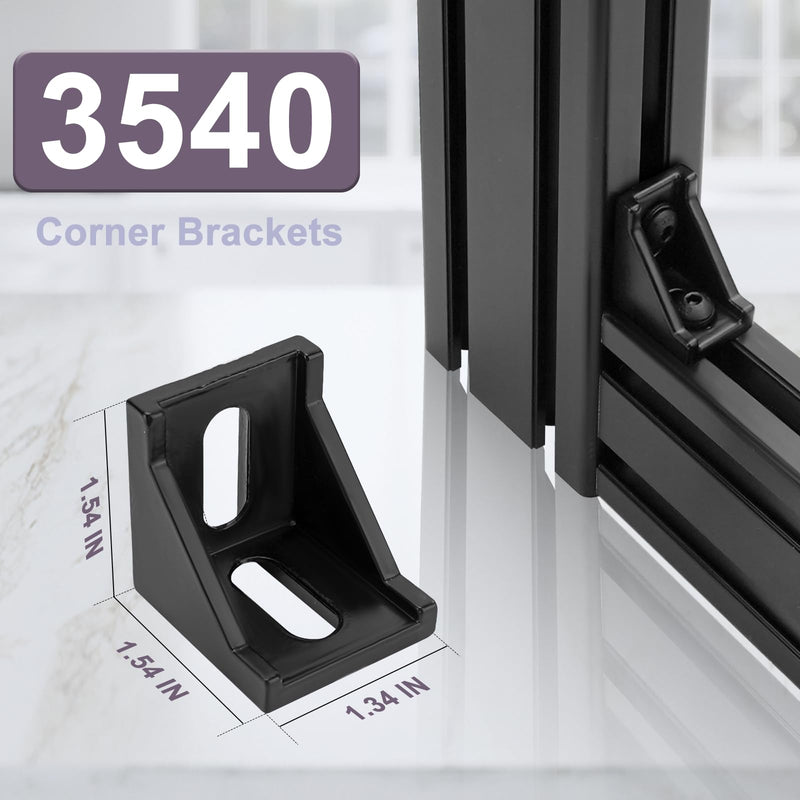 20 Set 4040 Series Aluminum Extrusion Profile Connector,Includes 20*Black 3540 Corner Bracket,M8 T-Slot Sliding Nuts and Hex Screw Bolt for 40S Aluminum Rail Accessories,140 Pieces by Cenipar 20 Set 4040 Black Connector with M8 Screw Nut