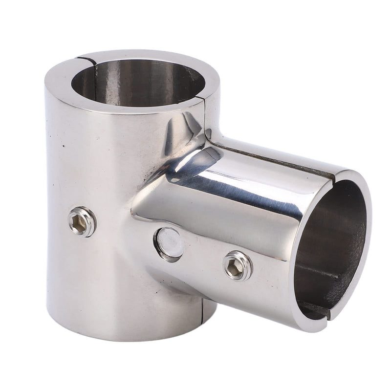 Fydun 90 T Tee Pipe Connector, 1in/25.4mm ID Stainless Steel, Silver, Boat Hand Rail Accessory