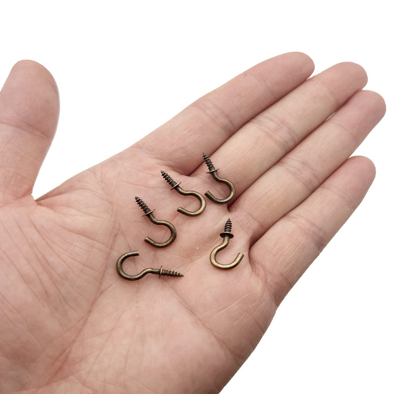 120 Pcs 1/2 Inch Screw-in Hooks Nickel Plated Metal Cup Hooks, Ceiling Hooks Bronze