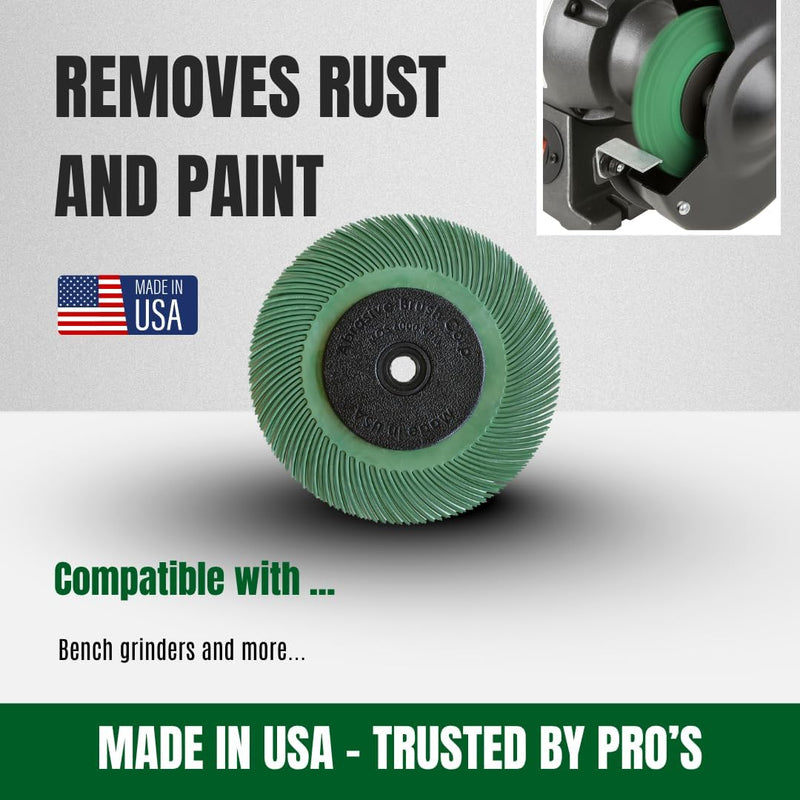 6" Radial Wheel Brush, 50 Grit, Made in USA by Abrasive Brush Corporation