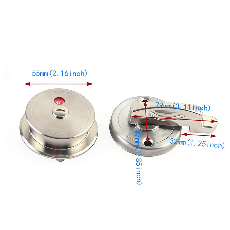 Stainless Steel Round Bathroom Privacy Indicator Lock with Occupied/Vacant Display, Easy Install for Public Restrooms and Changing Rooms