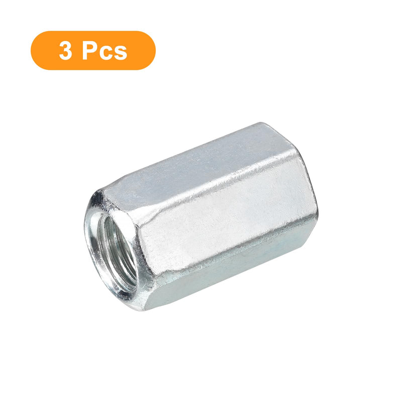 uxcell 3pcs M20x30x50mm Coupling Nuts - Galvanized Carbon Steel Hex Threaded Rod Coupler for Furniture, Electronic, Industrial