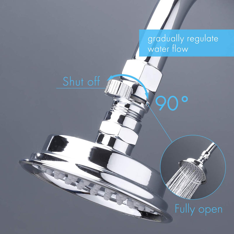 KES Shut Off Valve Brass Shower Head Valve with Handle Lever G1/2 Water Flow Control Valve Regulator Chrome, K1140B-CH