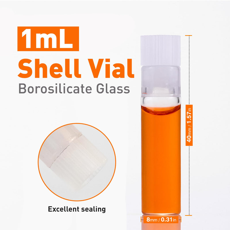 PEKYBIO Shell Vial, 1 mL Glass with Caps Installed, Pre-Assembled for Dissolution Systems,Pack of 200