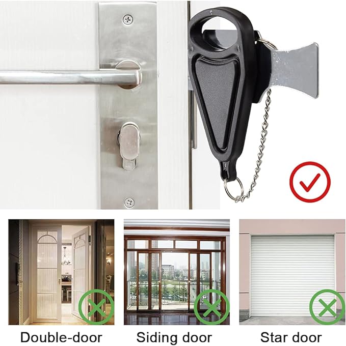 Portable door lock, travel lock, AirBNB lock, school lockdown lock also security home apartment living hotel motel. Security locks are used for travel, family and hotel security (Black 1)… - NewNest Australia