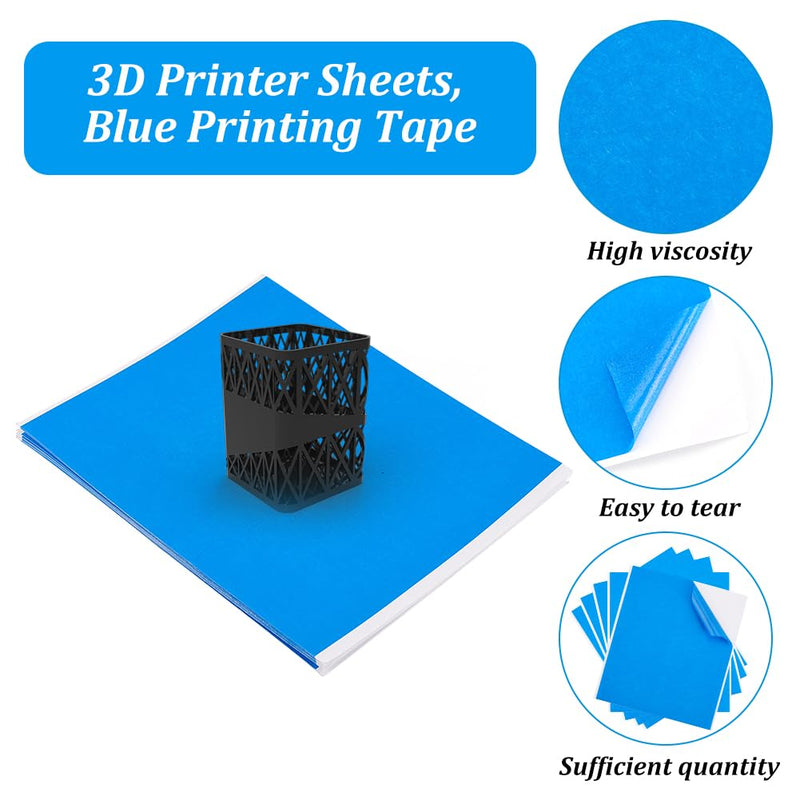 OLYCRAFT 20 Sheet Painters Tape for 3D Printers 7.9x9.8 Inch High Adhesive Tape Great for A Variety of Surfaces for Art Lab Labeling Classroom Decorations - RoyalBlue