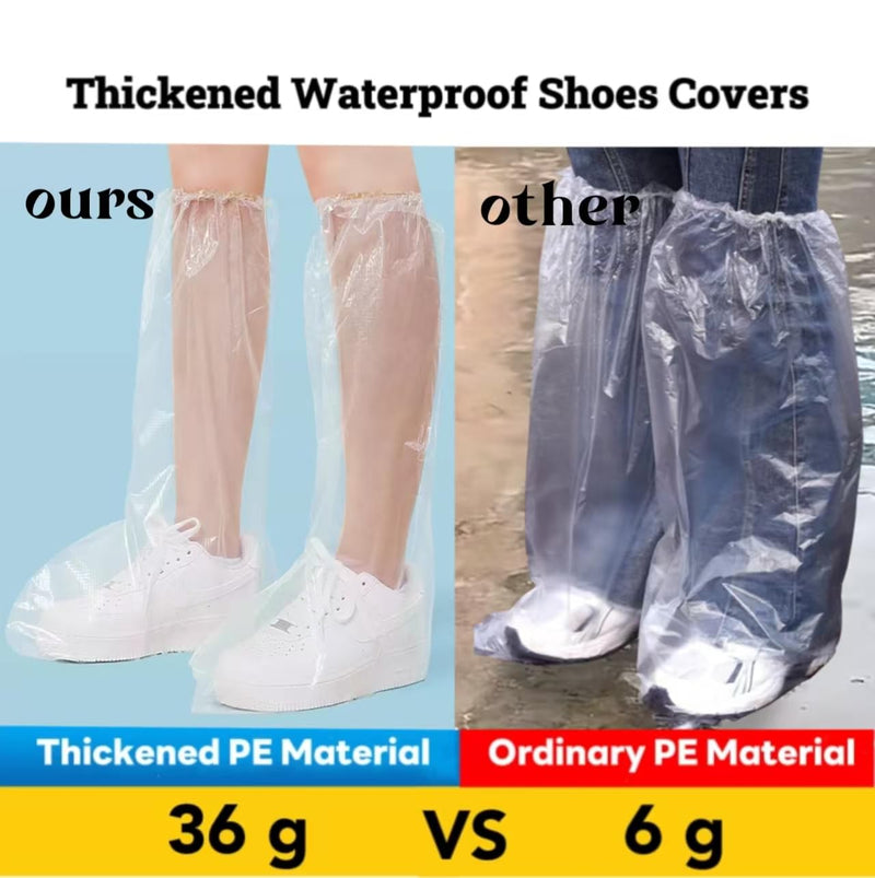 16 PCS Shoe Covers Disposable Non Slip,Thickened Waterproof Shoes Covers,19 inch Tall,Long Plastic Waterproof Shoes and Boots for Rain Covers Thicken Shoe Protector for Men and Women (8 Pairs,Clear) Transparent