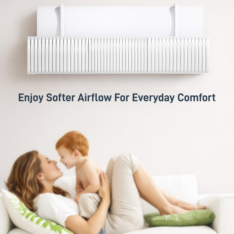 Air Conditioner Deflector, Mini Split Air Deflector Adjustable Anti Direct Blowing, No Drill AC Deflector ABS for 24-40in Wall Mounted Air Conditioner Bedroom Office Home UEMUSI White