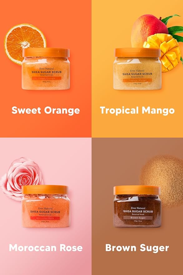 Ever Natural Shea Sugar Body Scrub, Body Smoother, Body Care, Massage, Butt, Elbow, Knee, Blackhead Care, Exfoliating Care, Natural Ingredients (Moroccan Rose) - NewNest Australia