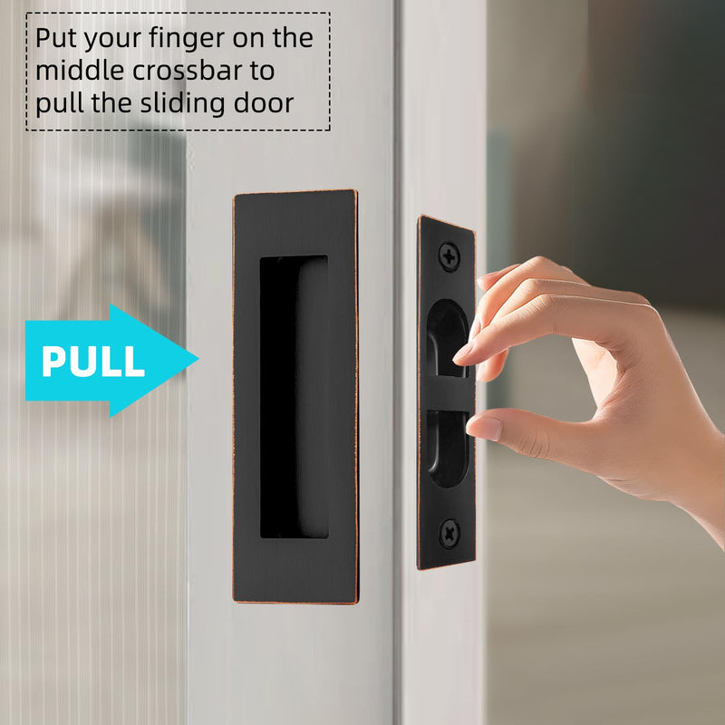 Pocket Door Handles,6 inch Recessed Flush Finger Pulls with Edge Pull,304 Stainless Steel Pocket Door Hardware, Oil Rubbed Bronze 6 Inch