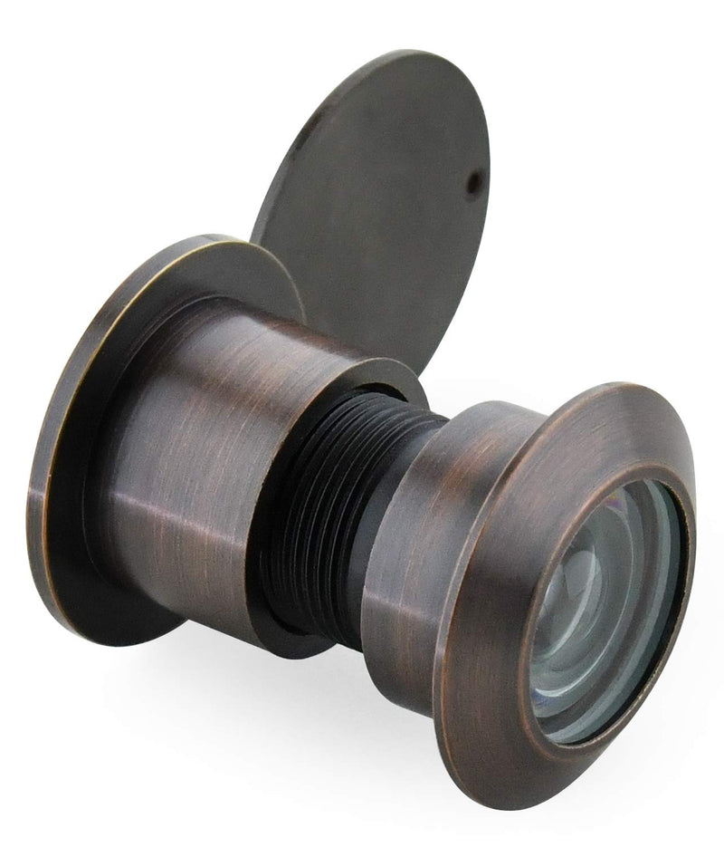 Earl Diamond - Solid Brass Door Viewer Peephole, 220-Degree Security Peephole with Heavy Duty Rotating Privacy Cover for 1-21/32" to 2-1/8" Doors for Home Office Hotel - Oil Rubbed Bronze Finish Brushed Oil Rubbed Bronze